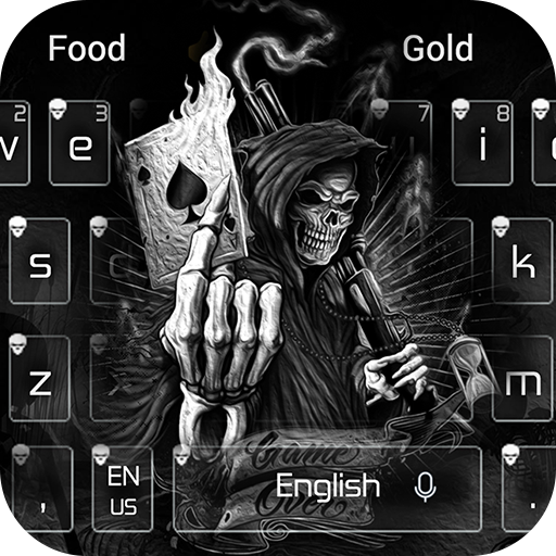 Teclado tema osso chifre chama escura do diabo