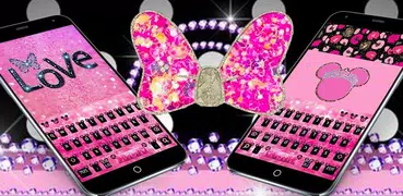 Pink Cute Minny Bowknot Keyboard Theme