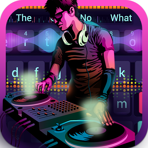 藍紫閃光搖滾音樂主題DJ控制台打字機