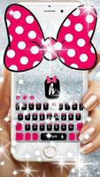 Pink Bow Silver Glitter Keyboard Theme capture d'écran 1