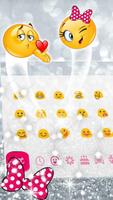 Pink Bow Silver Glitter Keyboard Theme تصوير الشاشة 2