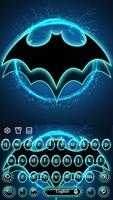 Bat Hero Blue Neon Keyboard Affiche