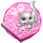 Elegant Pink Glitter sheen Cat Keyboard Theme иконка