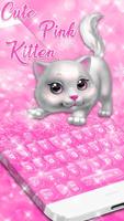 Elegant Pink Glitter sheen Cat Keyboard Theme постер