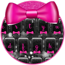 Black Glitter Pink Bow Keyboard Theme APK