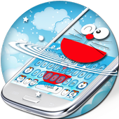 Blue Cat Cartoon Keyboard Theme icono