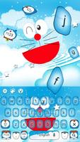 Blue Cat Cartoon Keyboard Theme Affiche
