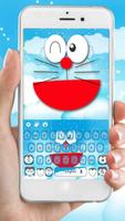 Blue Cat Cartoon Keyboard Theme captura de pantalla 1