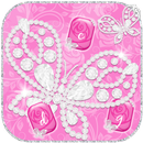 Pink Rose Keyboard Diamond Butterflies Theme APK