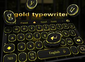 Golden Retro Typewriter Keyboard Theme Affiche