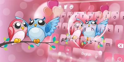 Cute Owl Love Keyboard Theme screenshot 3