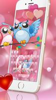 Cute Owl Love Keyboard Theme screenshot 1