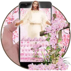 God Christ Cross Cherry Blossom Floral Keyboard APK download