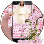 God Christ Cross Cherry Blossom Floral Keyboard ícone