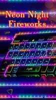 Neon Night Fireworks Keyboard ポスター
