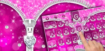 Pink Sparkle Zipper Keyboard Theme