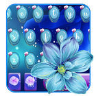 Blue neon flower keyboard icon