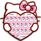Pink Cute Kitty Cartoon Keyboard Theme آئیکن