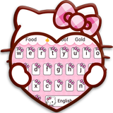 Pink Cute Kitty Cartoon Bàn phím Chủ đề biểu tượng