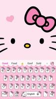 Pink Cute Kitty Cartoon Keyboard Theme اسکرین شاٹ 3