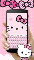 Pink Cute Kitty Cartoon Keyboard Theme اسکرین شاٹ 1