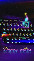Neon dance notes keyboard poster