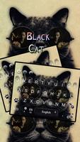 ब्लैक कैट कीबोर्ड थीम प्यारा काली बिल्ली पोस्टर