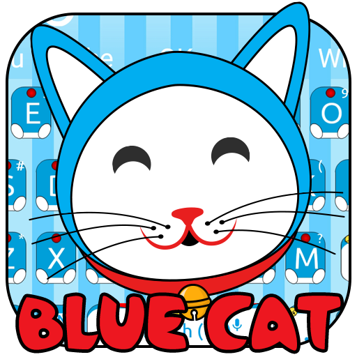 Tema de teclado azul lindo gatito