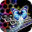 Blue Neon Butterfly Hologram Keyboard Theme