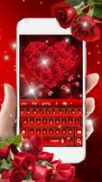 Red Rose diamond keyboard Theme Affiche