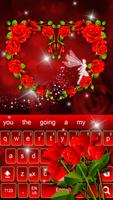 Red Rose diamond keyboard Theme capture d'écran 2
