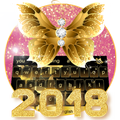 Gold Butterfly Shining Keyboard Theme