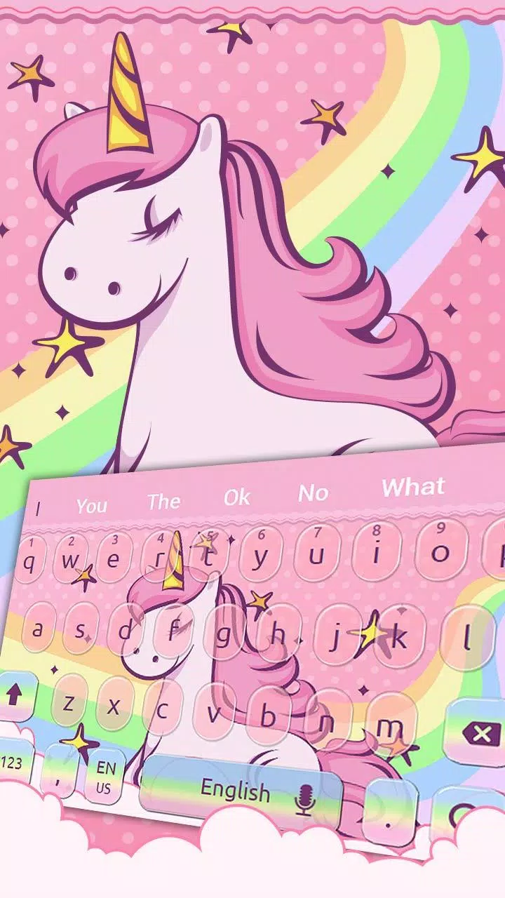 Android 用の かわいいレインボーユニコーンのキーボードテーマ Apk をダウンロード