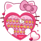 Pink Cute Kitty Bowknot Cartoon Keyboard Theme आइकन