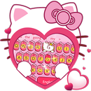 Pink Cute Kitty Bowknot Cartoon Keyboard Theme APK