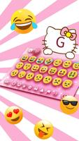 Pink Cute Kitty Bowknot Cartoon Keyboard Theme स्क्रीनशॉट 2