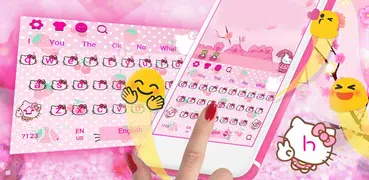 Pink Cute Kitty Bowknot Cartoon keyboard Theme