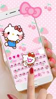 Pink Cute Kitty Bowknot Cartoon keyboard Theme poster