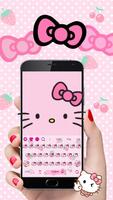 Pink Cute Kitty Bowknot Cartoon keyboard Theme screenshot 1