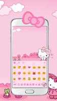 Pink Cute Kitty Bowknot Cartoon keyboard Theme スクリーンショット 2
