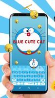 Blue Cute Kitty Keyboard Theme poster