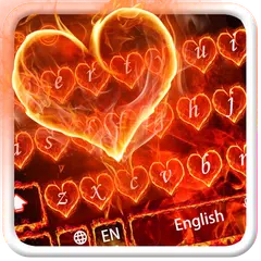 El tema rojo del teclado del corazón del fuego t