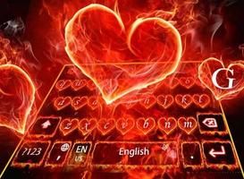 El tema rojo del teclado del corazón del fuego t captura de pantalla 2