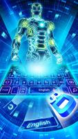 Neon 3D Robot Keyboard Affiche