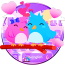 Purple Cute Love Birds Couple Keyboard Theme aplikacja