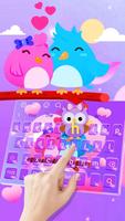 Purple Cute Love Birds Couple Keyboard Theme 海報