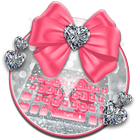 Pink Silvered Bow Keyboard Theme icône