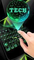 Green 3D Holographic Technology Earth Keyboard Affiche