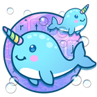 Lovely Unicorn Blue Whales Keyboard icon