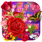 Renk Rose Butterfly Love klavye Tema simgesi